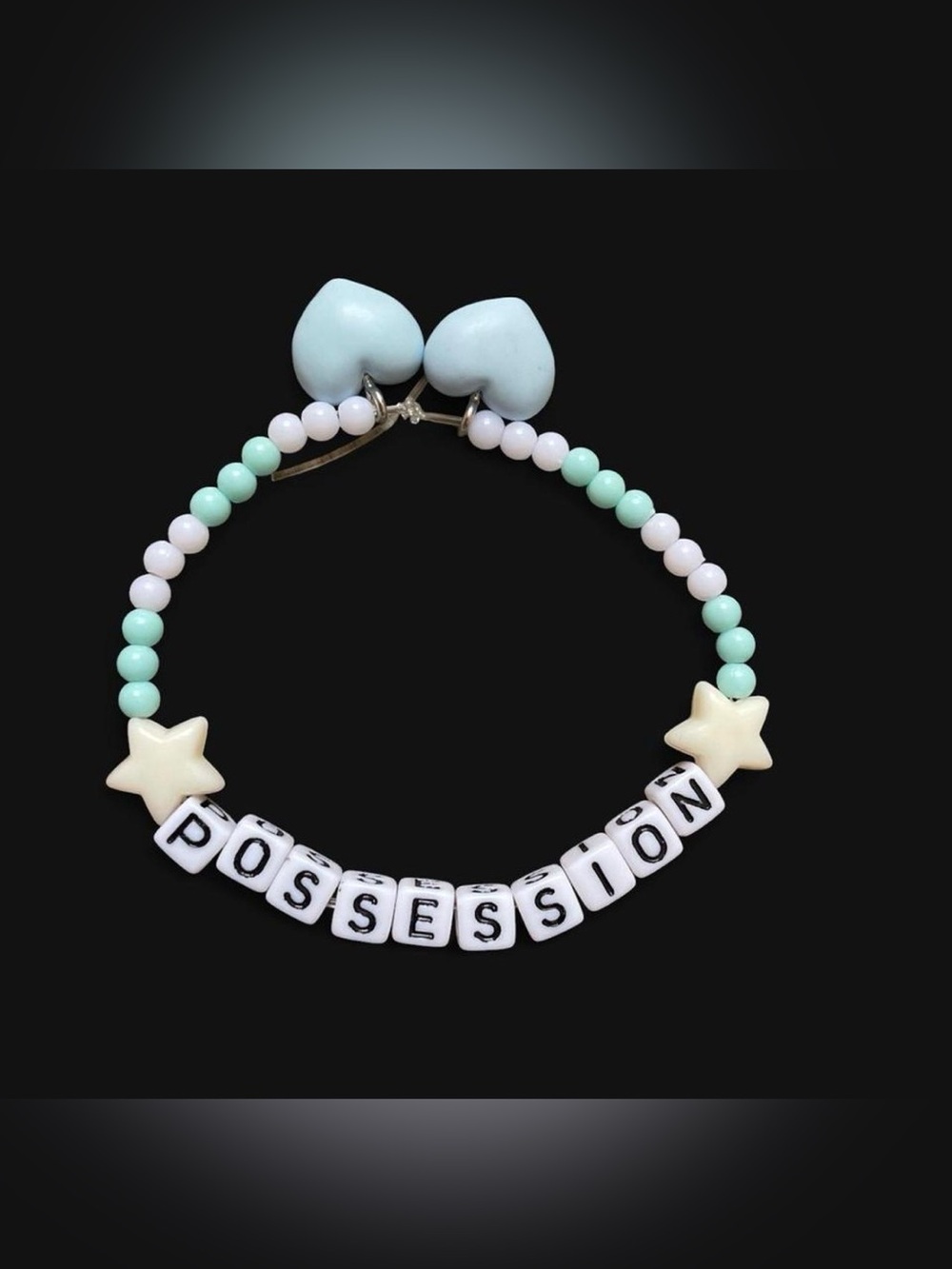 Melanie Martinez inspired Pastel blue and white beaded "POSSESSION" bracelet